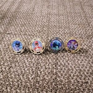 Vintage 1994 Mighty Morphin Power Rangers Spinner Tops Lot Red Blue Ranger Saban